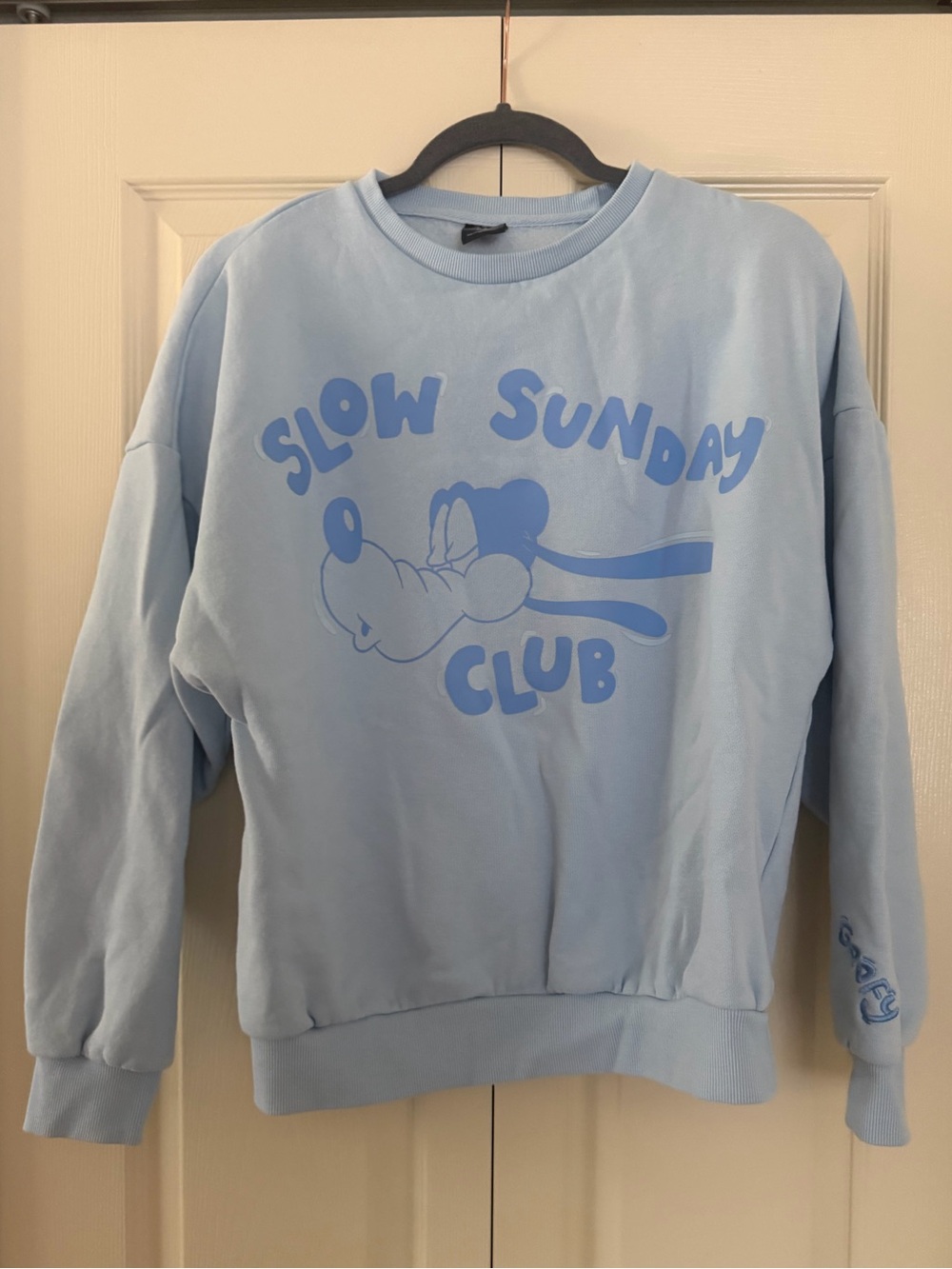 Slow Sunday Club Light Blue Goofy Graphic Crewneck Sweatshirt